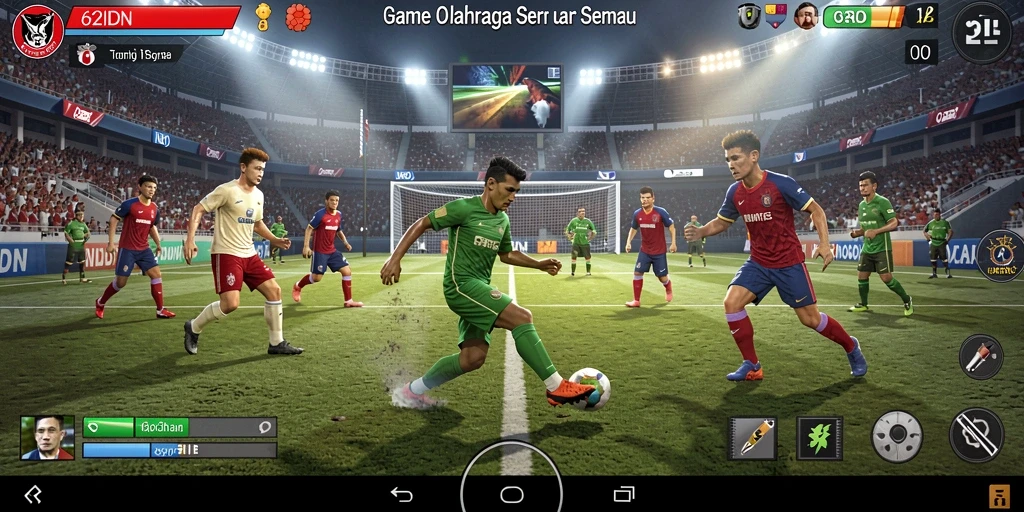 Tampilan gameplay seru dari 62IDN yang menampilkan pertandingan olahraga.