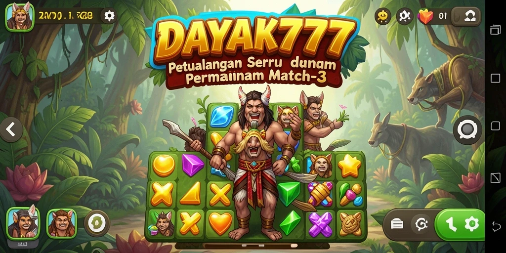 Tangkapan layar dari gameplay seru DAYAK777 dengan tantangan Match-3.
