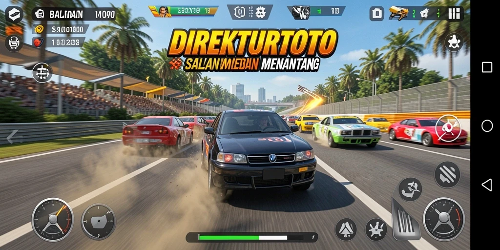 Tampilan gameplay penuh aksi dari DIREKTURTOTO saat balapan.