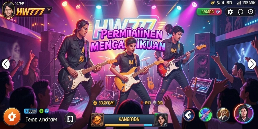 Tampilan menarik dari gameplay HW777 yang penuh musik.
