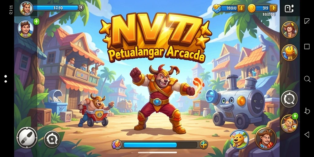 Screenshot gameplay <strong>NV77</strong> menampilkan aksi seru dalam level Arcade.