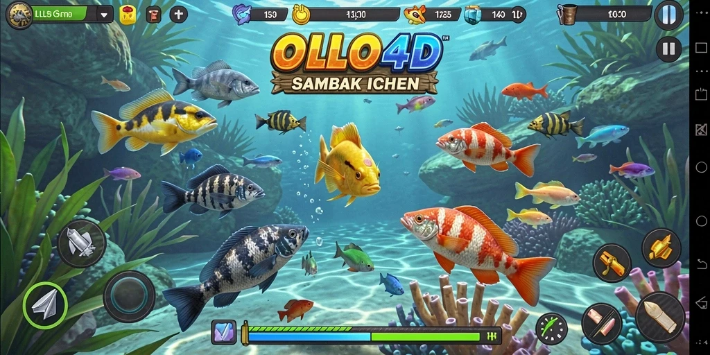 Tangkapan layar utama OLLO4D menampilkan action gameplay Tembak Ikan yang seru.