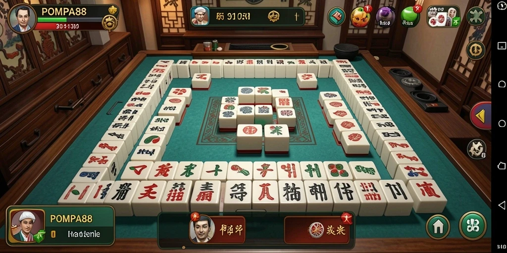 Tangkapan layar permainan POMPA88 dengan gameplay Mahjong yang menarik.