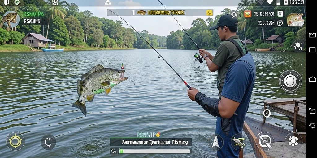Tampilan gameplay RSNVIP6 dengan aksi memancing yang intens.