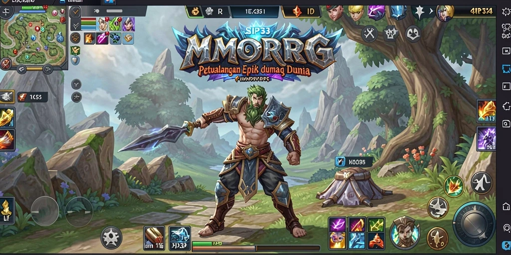 Screenshot gameplay SIP33 yang menampilkan pertempuran hebat dalam dunia MMORPG.