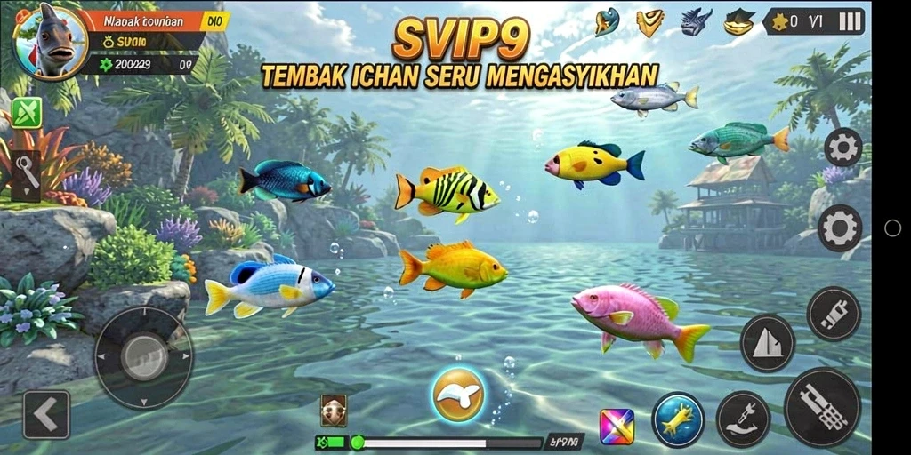 Tampilan gameplay menarik di SVIP9 dengan dekorasi laut yang menawan.
