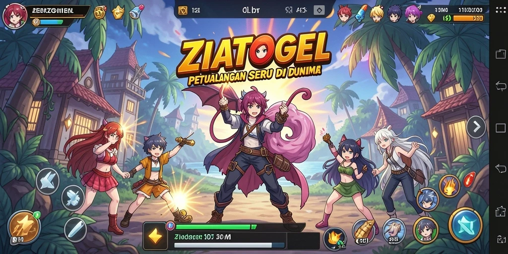 Gameplay ZIATOGEL menampilkan aksi seru dengan karakter Anime.